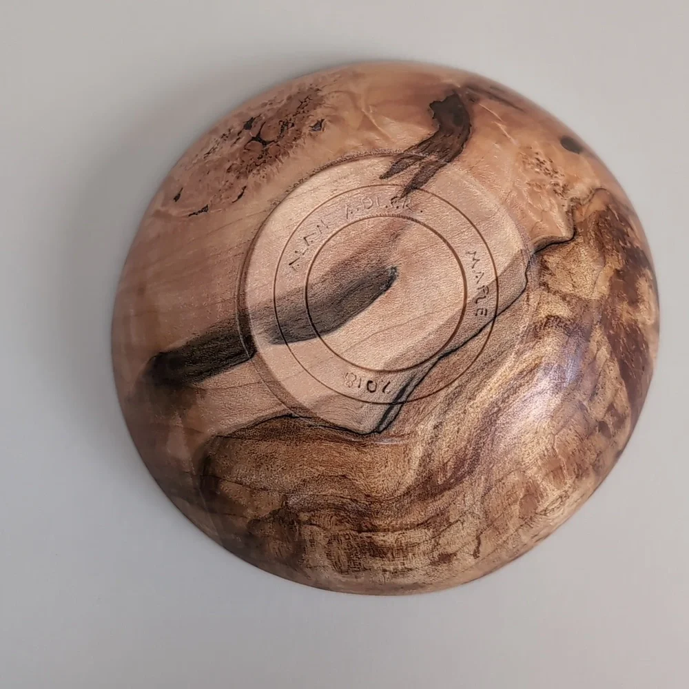 Alan Adler maple bowl (2018) fine art craft piece 6" Diameter - Picture 5 of 9